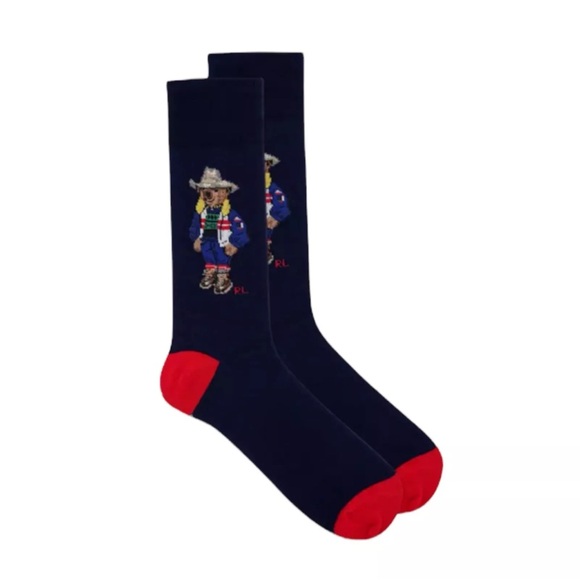 POLO Ralph Lauren Western Sun Valley Bear Crew Socks 2 Pack Men's Size 10-13 New - Picture 4 of 6